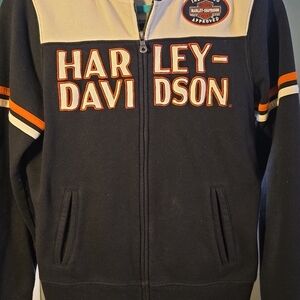 Womens Harley-Davidson Black and Cream Hoodie/Jacket